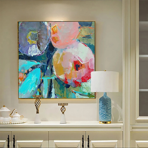 Peinture à l'huile sur toile personnalisée avec <span class=keywords><strong>photo</strong></span>, motif floral abstrait, pour dropshipping - Product Image 4