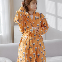100% peignoirs en mousseline de coton unisexe 4 couches robes de chambre, loisirs maison vêtements pyjamas
