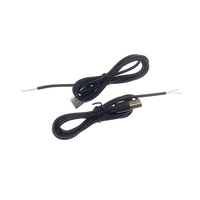 Kabel Pigtail USB 2.0 5V Berkualitas Tinggi, Tipe A Male ke Ujung Kabel 2 Pin Tanpa Isolasi untuk Lampu LED Strip, Kipas Angin