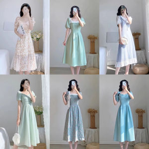Robe d'Été Courte Décontractée pour <span class=keywords><strong>Femme</strong></span>, Style Coréen, Mini, à Col en V, Manches Courtes, Fleurie, Motifs Géométriques et Dentelle, Longueur au Genou - Product Image 5