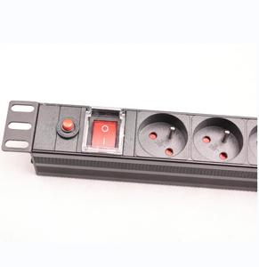 1U 19 inç 8 yollu liman ab/fransız tipi raf montaj PDU alüminyum/plastik aşırı yük koruyucu CE sertifikalı güç şeridi veri için - Product Image 6