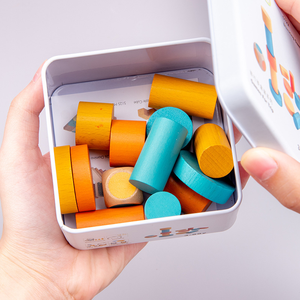 <span class=keywords><strong>Montague</strong></span> Boîte en fer Jouets pour bébé Puzzle Lumières Éducation précoce Blocs de construction Cube Top Puzzle en bois - Product Image 5