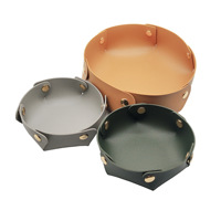 Caja de almacenamiento de escritorio organizadora de bandeja de cuero redonda práctica de varios colores para relojes, carteras, llaves, monedas, teléfonos móviles