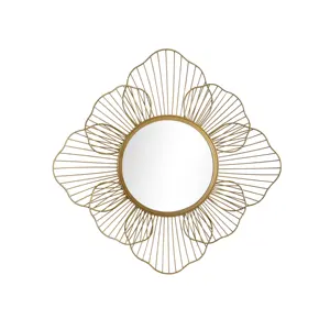 Espelho redondo DIY personalizado de fábrica para casa, espelho geométrico, decoração de metal dourado, luxuoso e vintage