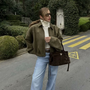 Vêtements pour femmes en stock direct usine, export en gros, Nouveautés Printemps 2026, Blouson <span class=keywords><strong>aviateur</strong></span> tendance à manches chauve-souris - Product Image 2