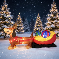 Sled gonflable de Noël de 2,4 mètres en forme de chien saucisse avec éclairage LED, idéal pour la décoration extérieure de cour et les accessoires de mise en scène
