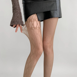 Lace Stockings Ultra Thin 0D Sheer Hollow Out <b>Fishnet</b> Pantyhose Women's Four Seasons Gray Black White Brown Purple Large Mesh - Product Image 4
