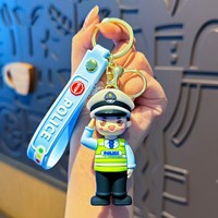 Regalos creativos de goma hombres y mujeres exquisitos personajes de dibujos animados Fuerza Policía Bomberos Doctor Soldado Llavero