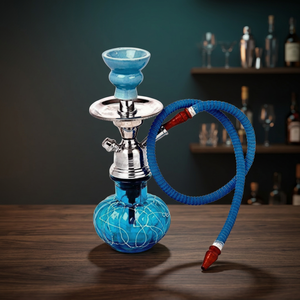 Cachimba barata estilo indio Chaman India con acabado en laca turquesa, hierro y vidrio, tipo recto - Product Image 2