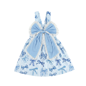 Gaun pesta musim panas tanpa lengan untuk anak perempuan dengan motif kupu-kupu besar, logo dapat dipesan khusus, gaun anak-anak musim panas - Product Image 4