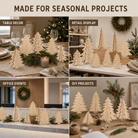 Kit de Bricolage Arbre de Noël et Halloween d'Intérieur Écologique 24 Pièces – Découpes en Bois 3D, 12 Marqueurs Colorés, Tranches Non Finies à Personnaliser