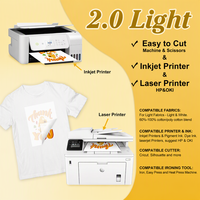 Papier de transfert jet d'encre A3 A4 personnalisé avec logo 2.0 pour tissus légers, t-shirts en coton, papier imprimable à chaud pour l'impression de vêtements