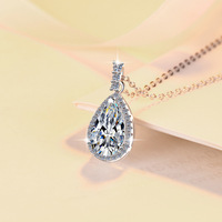 Collier Pendentif Femme en Argent Sterling S925 avec Moissanite Goutte d'Eau Style Luxe Léger, Moissanite Taille Poire 1 Carat VVs1