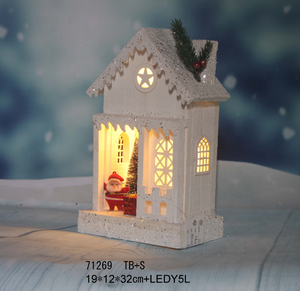 Buena calidad decoración de madera LED casa de madera <span class=keywords><strong>lemax</strong></span> <span class=keywords><strong>Navidad</strong></span> pueblo accesorios batería iglesia casa - Product Image 6