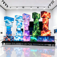Écran LED cube 3D haute résolution personnalisé P2.5mm, affichage rotatif couleur intégrale, lecteur multimédia mural vidéo automatique, extérieur IP65