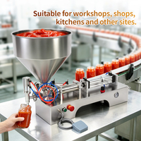 Machine de remplissage pneumatique pour liquides, pâtes et sauces, semi-automatique, capacité de remplissage de 3 à 200 ml, avec pédale et buse anti-goutte.