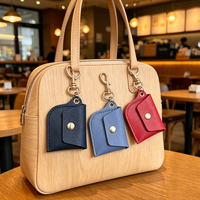 Mini pochette porte-clés simple en cuir PU, petit sac moderne avec breloque, porte-clés à mousqueton pour clés de voiture