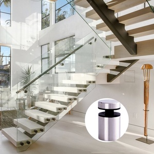 Rampe de balcon en verre pour escalier, en acier inoxydable passivé SUS 304 316, finition plaquée noire dorée, montage mural, résistant à la rouille - Product Image 1
