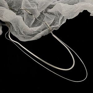 Collar de cadena de serpiente de doble capa de plata de ley S925 para mujer, joyería fina minimalista de diseño geométrico para uso diario - Product Image 2