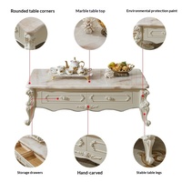 Ensemble de meubles de salon français pour petit appartement, table basse et meuble TV en marbre européen, style minimaliste, pour hôtel