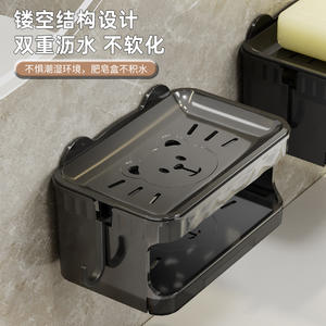 Soporte minimalista para jabonera de montaje en pared, rectangular, drenable, para encimera de cocina y baño, hecho de material Pp - Product Image 3