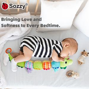 कस्टम संवेदी पशु सुखदायक नरम प्लश रश रटल्स क्रेल ट्यूमर समय खिलौने कैटरपिलर संगीत भरा खिलौना - Product Image 4