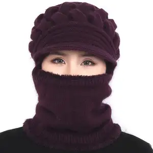 All'ingrosso cappello invernale in pile di corallo berretto da donna sciarpa calda e traspirante cappello lavorato a maglia per donne berretti di protezione a doppio strato