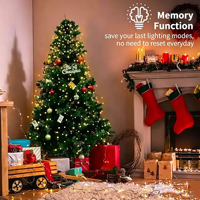 Guirlandes lumineuses de Noël en cascade avec anneau supérieur, IP44, résistantes à l'eau, pour décoration intérieure de sapin de Noël et de fêtes à la maison