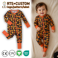 Pyjama barboteuse bébé en bambou Guai Halloween, fermeture éclair, doux et sûr pour la peau, vêtements pour bébé, vente chaude
