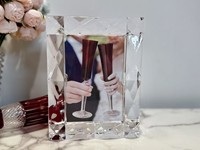 Cadre photo en verre taillé en diamant de 6 pouces, effet glace, pour décoration intérieure et mariage, directement de l'usine