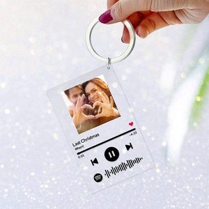 Personnalisé Personnalisable Imprimé Chanson Plaque Musique Porte-clés Verre Cadre Photo Saint Valentin Cadeau Porte-clés Porte-clés Acrylique - Product Image 2