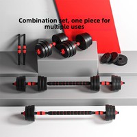Haltères pour hommes, entraînements à domicile, poids réglables 20 kg/50 kg, ensemble combiné barre de musculation et kettlebell en béton, revêtement en caoutchouc antidérapant