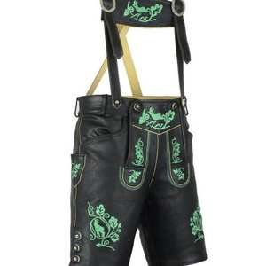 Pantalones de Cuero Trachten Clásicos Negros Bordados para Hombre, Estilo Bávaro, Tallas Europeas 46 a 62 en Stock - Product Image 1