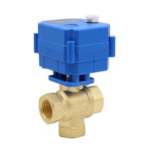 Mini-vanne à bille électrique en laiton DN15, vidange manuelle, passage total, 220V, vanne en cuivre en T 4 points pour l'eau, personnalisation OEM - Product Image 1