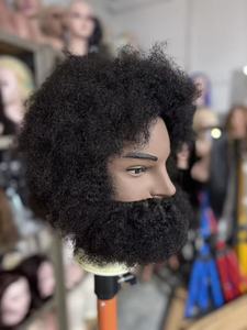 Tête de mannequin <span class=keywords><strong>homme</strong></span> afro avec barbe, 100% <span class=keywords><strong>cheveux</strong></span> humains, tête d'entraînement professionnelle pour la coiffure, idéale pour les tresses bouclées et les coupes. - Product Image 6