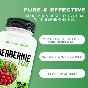Fábrica OEM/ODM Etiqueta Privada 1200mg cápsulas de berberina cápsulas vegetarianas de berberina HCL mantiene un soporte saludable - Product Image 4