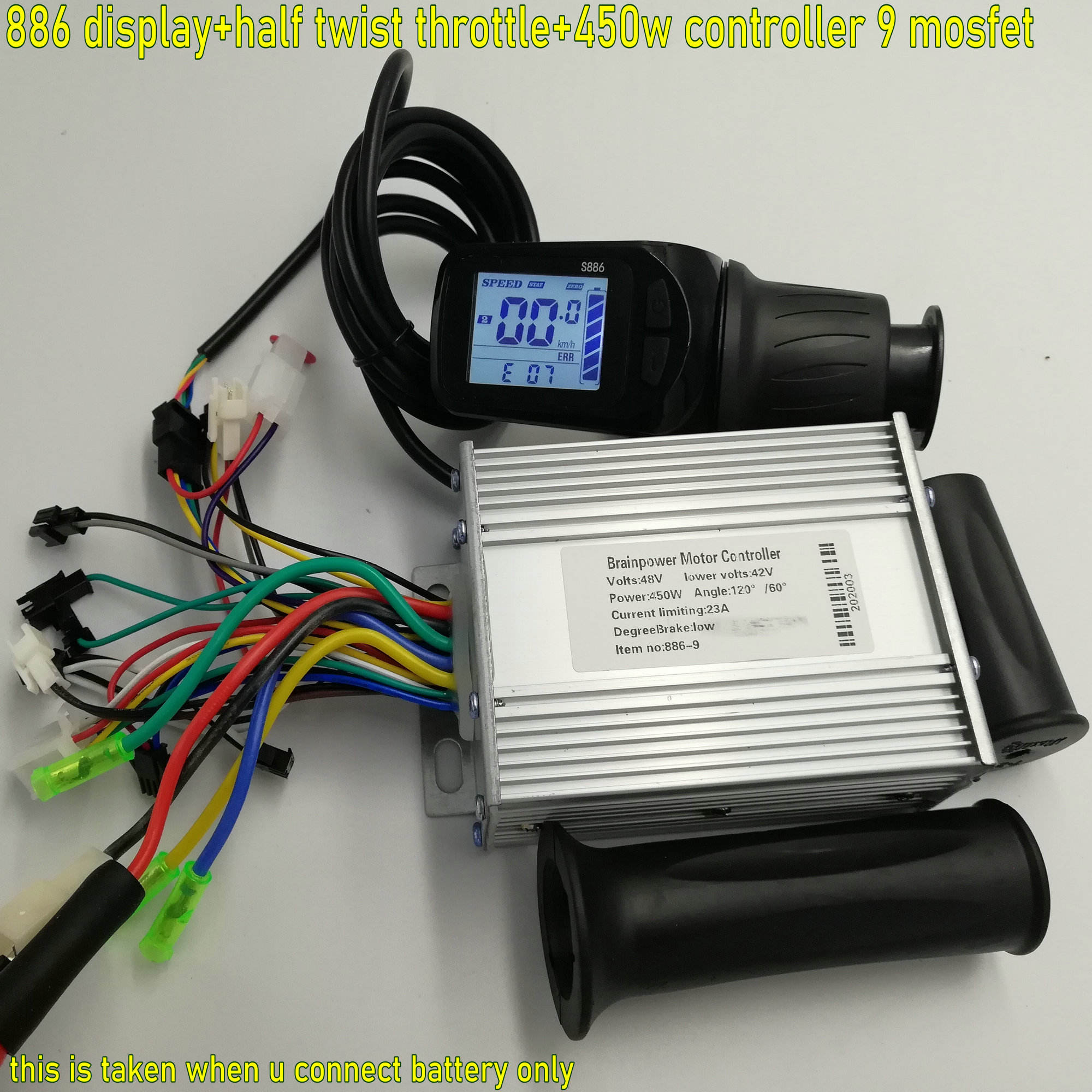 24v36v48v60v450w500w600w800w1000w Bldc Controller+Lcd Display 886  Panel+Throttle/Shifter Electric Bike MTB TRIKE Scooter Parts