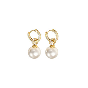 Boucles d'oreilles pendantes élégantes en perles plaquées or avec zircon, design géométrique, pour anniversaire - Product Image 5