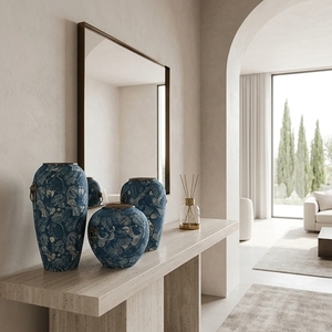 Jarrón de Cerámica Retro de Lujo Ligero, Hecho a Mano, de <span class=keywords><strong>Porcelana</strong></span> Azul y Blanca, con Diseño Envejecido Original, para Decoración de Hoteles - Product Image 6