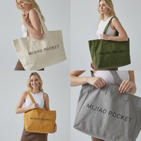 Sac fourre-tout en toile recyclée surdimensionné, écologique et résistant, avec logo personnalisé imprimé par sublimation couleur intégrale MIJIAO