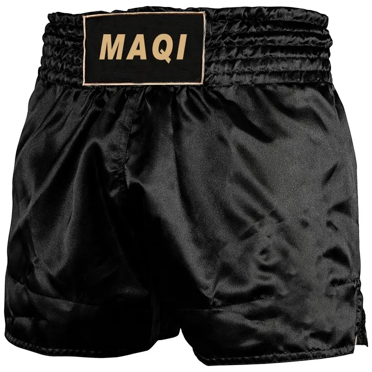Groothandel custom logo nieuwste gesublimeerd ontwerp muay thai shorts 4 way stretch quick dry black ufc mma fight korte