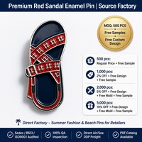 Épinglette personnalisée XR Fashion Sandal en émail dur argenté, broche douce rouge et bleue pour l'été, la plage et les stations balnéaires, badge personnalisé en gros