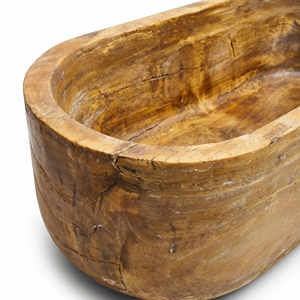 Baignoires ovales modernes sur mesure de luxe en travertin doré/jaune exclusif, autoportantes, pour salle de bain, villa, hôtel, maison - Product Image 6