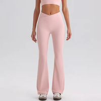 Pantalon de sport évasé taille haute pour femme, effet push-up, coupe cloche, style européen, pour la danse, le yoga et la course, jambe large