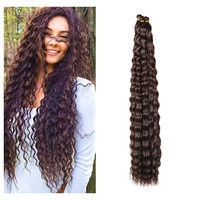 30 pouces Arel Curl Hair Water Wave Twist Crochet Hair Synthétique Deep Wave Tressage Extension de cheveux Ombre Blonde Rose
