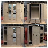 Armoire de rangement coulissante en acier moderne personnalisée avec miroir, 4 portes, en métal, pour chambre à coucher