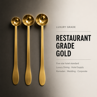Juego de Cucharas Medidoras de Acero Inoxidable 18/10 con Acabado Espejo y Mango Largo, Recubrimiento PVD Dorado, 6 Piezas, 1.25ml-15ml, para Restaurante y Cocina