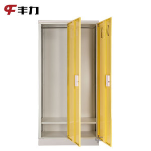 ตู้เก็บของโลหะสีเหลือง 2 ประตู พร้อมระบบล็อค RFID ตู้เหล็กบานสวิงสำหรับโรงเรียน/โรงยิม พร้อมราวแขวนเสื้อผ้า - Product Image 4