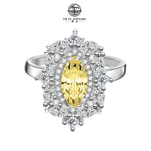 Anel de diamante de alto grau design exclusivo 925 prata esterlina feminino com dois tons diamante Design moda anel