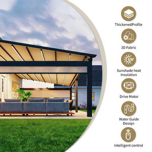 Auvent de terrasse extérieur de haute qualité en tissu PVC, auvent électrique motorisé, imperméable, pergola rétractable - Product Image 4